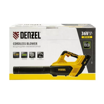 Воздуходувка аккумуляторная RB180-36, Li-ion, 36 В, 4 Ач, 180 км/ч, 820 м3/ч Denzel 59610 купить в Екатеринбурге