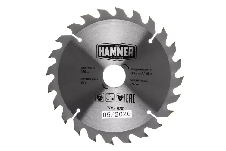 Диск пильный твердосплавный HAMMER Ф185х30мм 24зуб. купить в Екатеринбурге