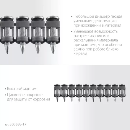 ЗУБР CN 17 х 2.7 мм, гвозди по бетону оцинкованные, 1000 шт (305388-17) купить в Екатеринбурге