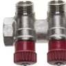 Коллектор GENERAL FITTINGS для горячей воды, вентили, никелированная латунь, вход 3/4" - 2 выхода 1/2" 51046-3/4-1/2-HT2 купить в Екатеринбурге