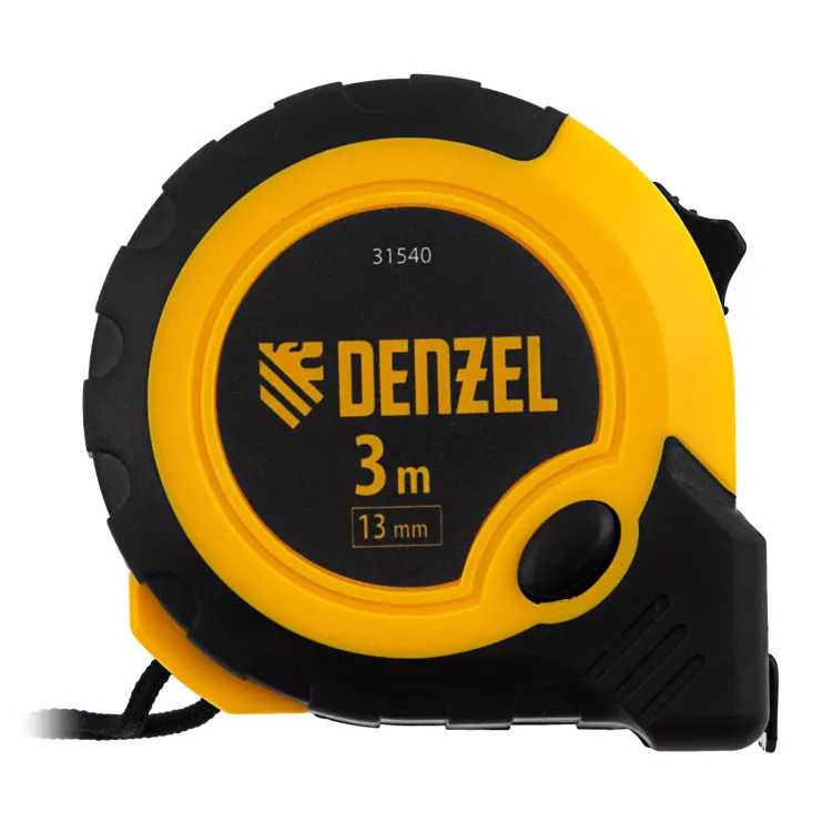 Рулетка Denzel 3м х 13мм, двухкомп. корпус, кнопка-пауза, 31540 купить в Екатеринбурге