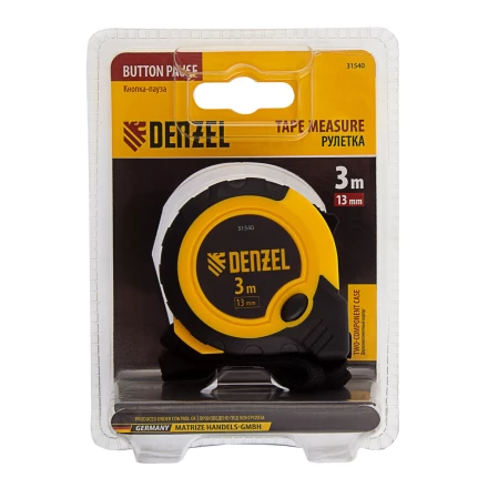 Рулетка Denzel 3м х 13мм, двухкомп. корпус, кнопка-пауза, 31540 купить в Екатеринбурге
