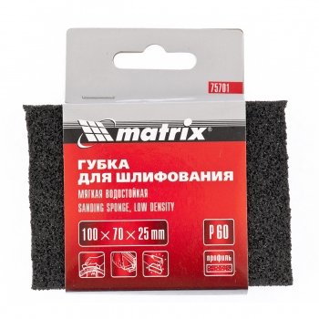 Губка для шлифования 100 х 70 х 25 мм мягкая P60 MATRIX 75701 купить в Екатеринбурге