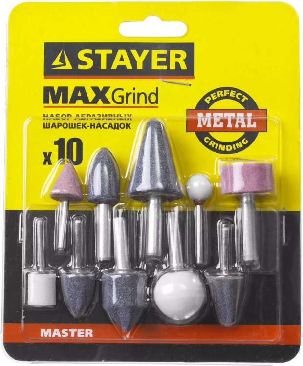 Набор STAYER "MASTER": Абразивные минишарошки-насадки для гравера и дрели, хвостовик d 3,2 / 6,0мм, 10 предм. 2989-H10 купить в Екатеринбурге