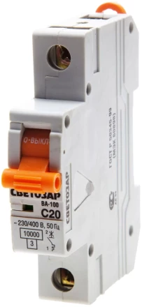 Выключатель автоматический СВЕТОЗАР 1-полюсный, 25 A, &quot;C&quot;, откл. сп. 10 кА, 230 / 400 В SV-49071-25-C купить в Екатеринбурге