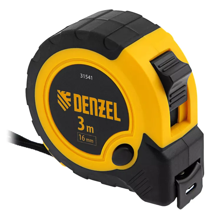Рулетка Denzel 3м х 16мм, двухкомп. корпус, кнопка-пауза, 31541 купить в Екатеринбурге