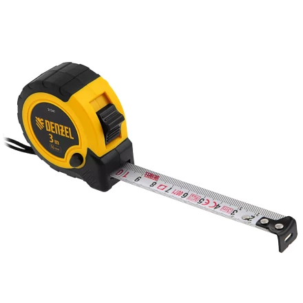 Рулетка Denzel 3м х 16мм, двухкомп. корпус, кнопка-пауза, 31541 купить в Екатеринбурге