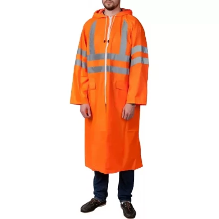 Плащ-дождевик ЗУБР 11617-56, сигнальный цвет, нейлоновый на молнии, размер 56-58 11617-56 купить в Екатеринбурге