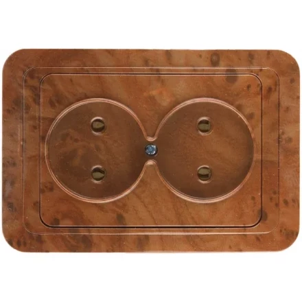 Розетка СВЕТОЗАР &quot;ГАММА&quot; без заземления, двойная, цвет орех, 16А/~250В SV-54102-N купить в Екатеринбурге