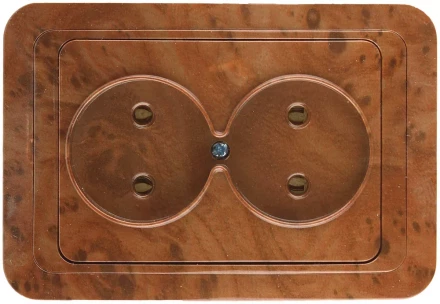 Розетка СВЕТОЗАР &quot;ГАММА&quot; без заземления, двойная, цвет орех, 16А/~250В SV-54102-N купить в Екатеринбурге