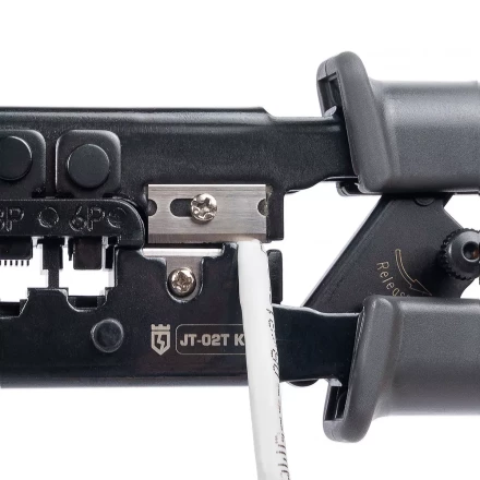 Кримпер многофункциональный КВТ JT-02T с 2 встроенными модулями для обжима RJ-45, RJ-12, RJ-11 (89229) купить в Екатеринбурге