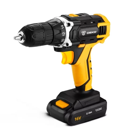 Дрель аккумуляторная DEKO DKCD16FU-Li + набор 63 инструментов в кейсе, 063-4099 купить в Екатеринбурге