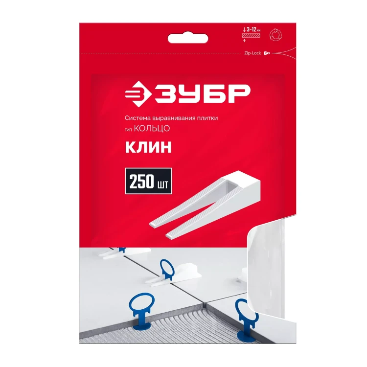ЗУБР КОЛЬЦО, клин 250 шт, система выравнивания плитки (3387-250) купить в Екатеринбурге