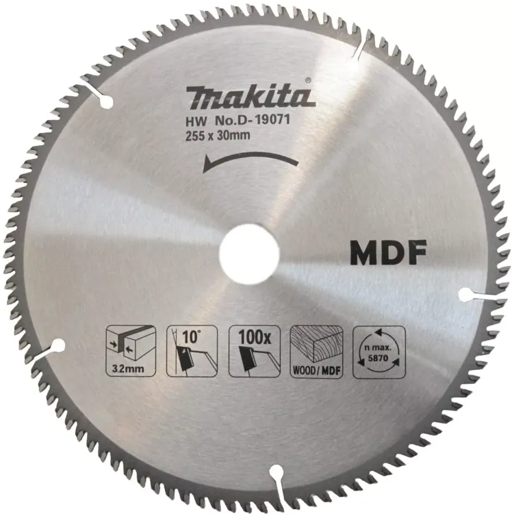 Диск пильный для резки дерева и MDF Makita D-19071, 255x30х2.4 мм; 100 зубьев купить в Екатеринбурге