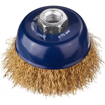 DEXX. Щетка чашечная для УШМ, витая стальная латунированная проволока 0,3мм, 75ммхМ14 35103-075 купить в Екатеринбурге