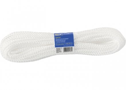 Шнур вязаный полипропиленоый с сердечником белый 6 мм L 20 м 180-200 кгс СИБРТЕХ 93959 купить в Екатеринбурге