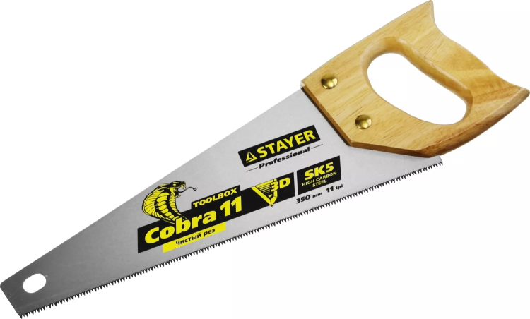 Ножовка многоцелевая компактная (пила) COBRA TOOLBOX 350 мм,11 TPI, прямой мелкий зуб, точный рез вдоль и поперек волокон разных материалов, STAYER 1515-35 купить в Екатеринбурге