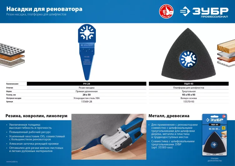 ЗУБР ПШЛ-93 UniLock, 93 х 93 х 93мм, OIS-хвост., платформа для шлифлистов, Профессионал (15570-93) купить в Екатеринбурге