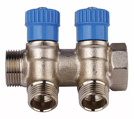 Коллектор GENERAL FITTINGS для холодной воды, вентили, никелированная латунь, вход 3/4&quot; - 4 выхода 1/2&quot; 51046-3/4-1/2-CT4 купить в Екатеринбурге