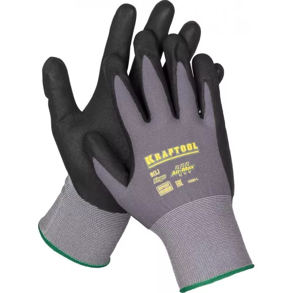 Перчатки KRAFTOOL "EXPERT" нейлоновые, 15 класс, вспененное нитриловое покрытие, XL 11285-XL купить в Екатеринбурге