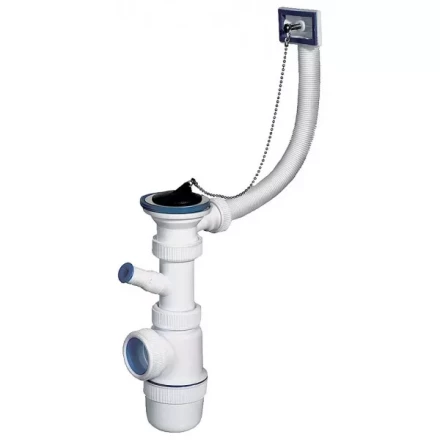 Сифон ЗУБР "ЭКСПЕРТ" колбовый для моек и раковин, выпуск - нержавеющая чашка, перелив, отвод для стиральной машины 51819 купить в Екатеринбурге