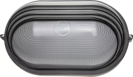 Светильник уличный СВЕТОЗАР влагозащищенный с верхним декоративным кожухом, овал, цвет черный, 100Вт SV-57223-B купить в Екатеринбурге