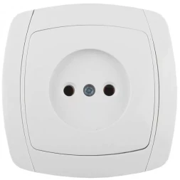 Розетка СВЕТОЗАР &quot;CITY LIGHT&quot; одинарная в сборе, без заземления, цвет белый, 16А/~250В SV-54200-W