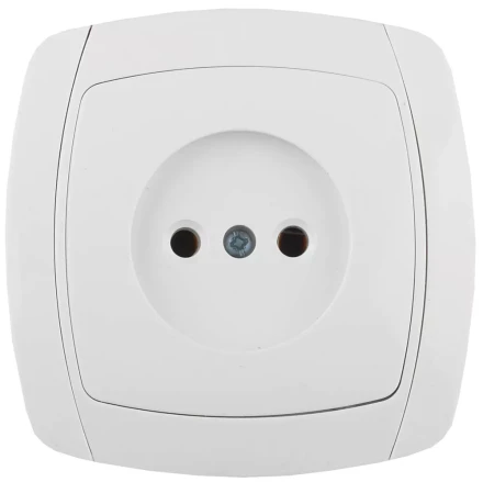 Розетка СВЕТОЗАР &quot;CITY LIGHT&quot; одинарная в сборе, без заземления, цвет белый, 16А/~250В SV-54200-W купить в Екатеринбурге
