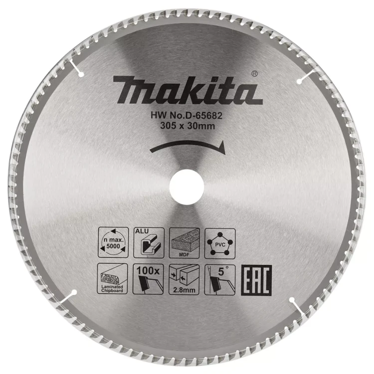 Диск пильный универсальный для алюминия/дерева/пластика Makita D-65682, 305x30x2.8/2 мм; 100 зубьев купить в Екатеринбурге