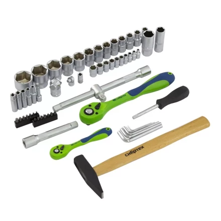 Набор инструментов 76 предметов CrV, 1/2&quot;, 1/4&quot; Сибртех 13528 купить в Екатеринбурге