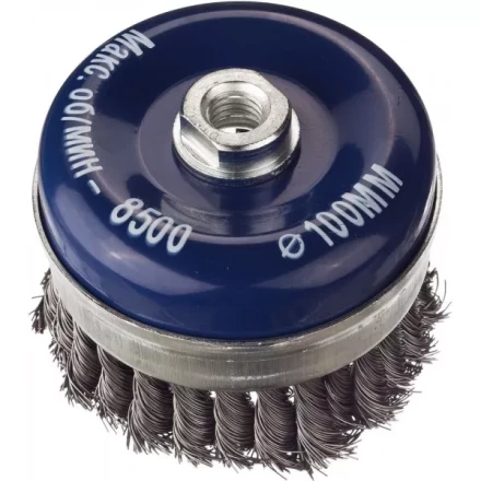 DEXX. Щетка чашечная усиленная для УШМ, жгутированная стальная проволока 0,5мм, 100ммхМ14 35106-100 купить в Екатеринбурге