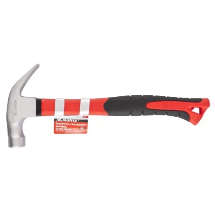 Молоток-гвоздодер &#039;&#039;optimal&#039;&#039; 450 г боек c магнитом фибергласовая обрезиненная рукоятка MATRIX 10454 купить в Екатеринбурге