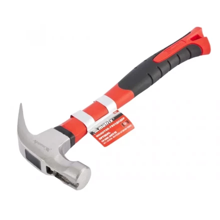 Молоток-гвоздодер &#039;&#039;optimal&#039;&#039; 450 г боек c магнитом фибергласовая обрезиненная рукоятка MATRIX 10454 купить в Екатеринбурге