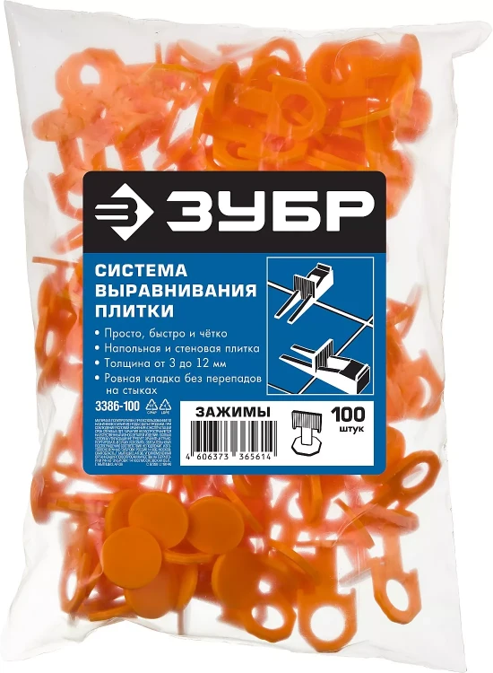 ЗУБР СВП, 1,7 мм, зажим, 100 шт, система выравнивания плитки (3386-100) купить в Екатеринбурге