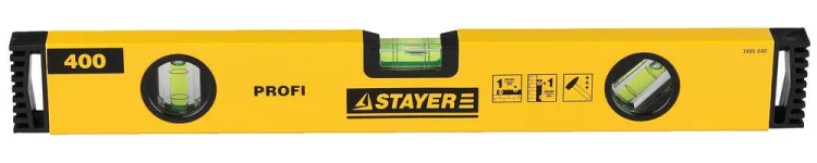 Уровень STAYER "PROFI" "PROFILevel" коробчатый усиленный, фрезерованный, 3 противоударных ампулы, 40см 3466-040 купить в Екатеринбурге