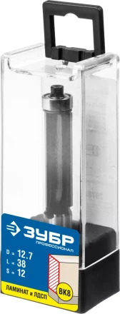 ЗУБР 12.7 x 38 мм, хвостовик 12 мм, фреза кромочная с нижним подшипником, Профессионал (28783-12.7-38-12) купить в Екатеринбурге