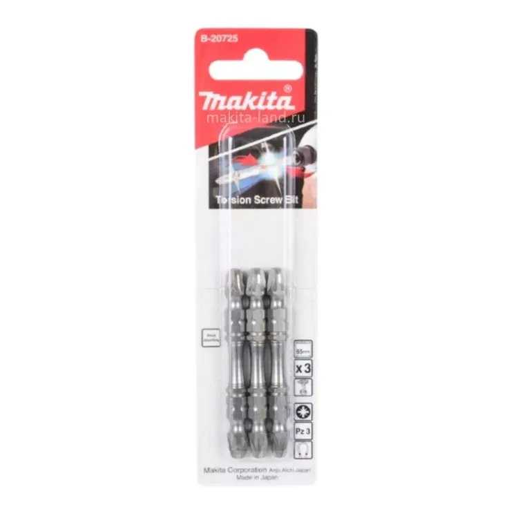 Биты Makita PZ3 65мм 3шт, 2-х сторонние (B-20725) купить в Екатеринбурге