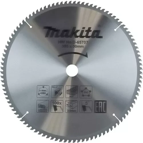 Диск пильный универсальный для алюминия/дерева/пластика Makita D-65707, 355x30x3/2.2 мм; 100 зубьев купить в Екатеринбурге