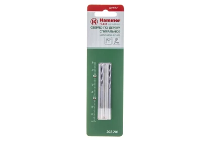Сверло по дереву HAMMER Ф3х60мм (DR WD WR 3,0мм*60/30мм 2шт.) купить в Екатеринбурге