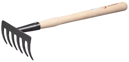 Грабельки ЗУБР садовые с деревянной ручкой, 6 прямых зубцов 4-39611 купить в Екатеринбурге