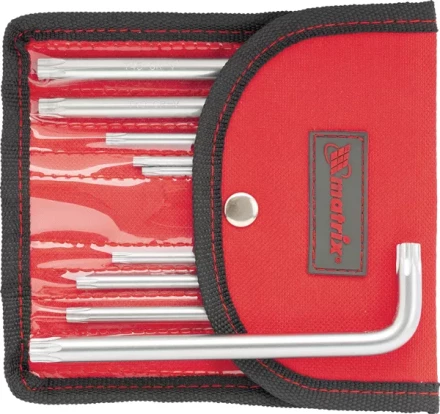 Набор ключей шестигранных имбусовых TORX-TORX Tamper. 9 шт T10-T50  CrV короткие сатиновые чехол MATRIX 12312 купить в Екатеринбурге