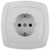 Розетка СВЕТОЗАР &quot;CITY LIGHT&quot; одинарная в сборе, с заземлением, цвет белый, 16А/~250В SV-54205-W купить в Екатеринбурге