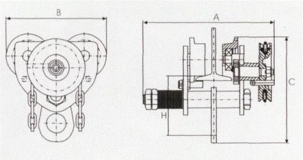 Тележка для тали с цепным приводом GCL610 LB г-п 5 тонн H=3 метра купить в Екатеринбурге