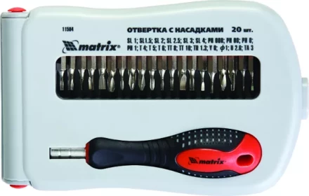 Отвертка для точных работ с насадками Fusion 22 пр. в пласт. пенале  Matrix 11584 купить в Екатеринбурге