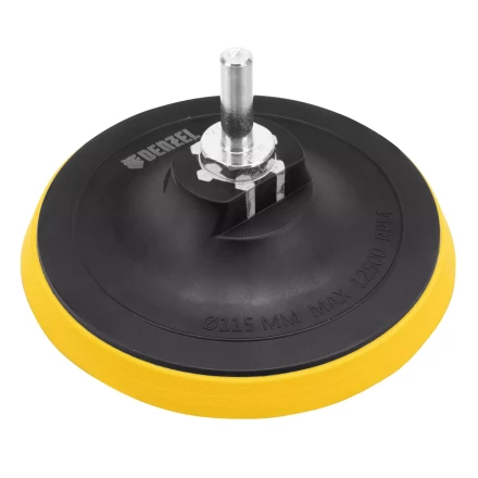 Тарелка опорная для дрели и УШМ с липучкой, 115 мм, стандартная, с адаптером c М14 на d8 Denzel 76250 купить в Екатеринбурге