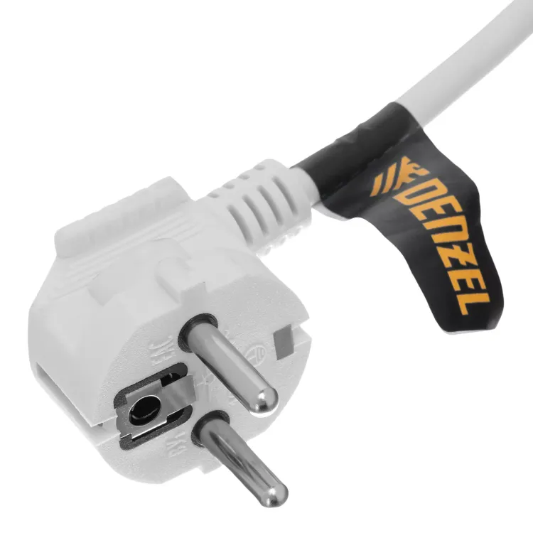 Шнур сетевой Denzel Energy Series, ПВС, 1,5 м, 3 x 1,5 мм, с неразборной вилкой, белый, 3 м, 37670 купить в Екатеринбурге