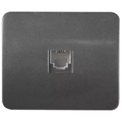 Розетка СВЕТОЗАР &quot;ГАММА&quot; телефонная, одинарная, без вставки и рамки, цвет темно-серый металлик SV-54117-DM