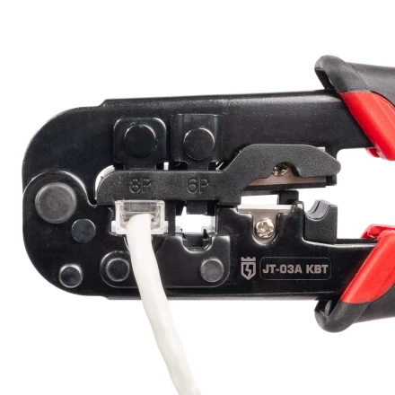 Кримпер многофункциональный КВТ JT-03А с 3 встроенными модулями для обжима RJ-45, RJ-12, RJ-11, RJ-22 (89228) купить в Екатеринбурге