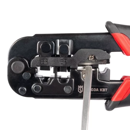 Кримпер многофункциональный КВТ JT-03А с 3 встроенными модулями для обжима RJ-45, RJ-12, RJ-11, RJ-22 (89228) купить в Екатеринбурге