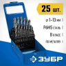 ЗУБР ПРОФ-В, 25 шт, (1-13 мм), сталь Р6М5, класс В, мет.бокс, набор сверл по металлу, Профессионал (29621-H25) купить в Екатеринбурге